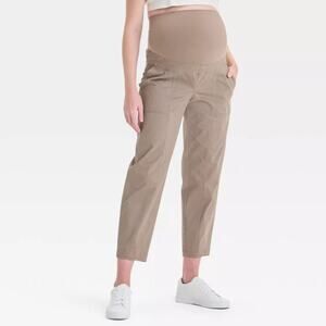 Isabel By Ingrid & Isabel Over The Belly High-Rise Brown Maternity Pants S